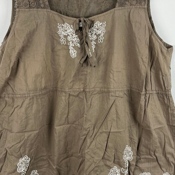 AE Sport Top Blouse Size 20 Brown Sleeveless Wide Strap Square Neck Cotton - Picture 3 of 9